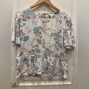 Promesa Blue and Brown Floral Blouse